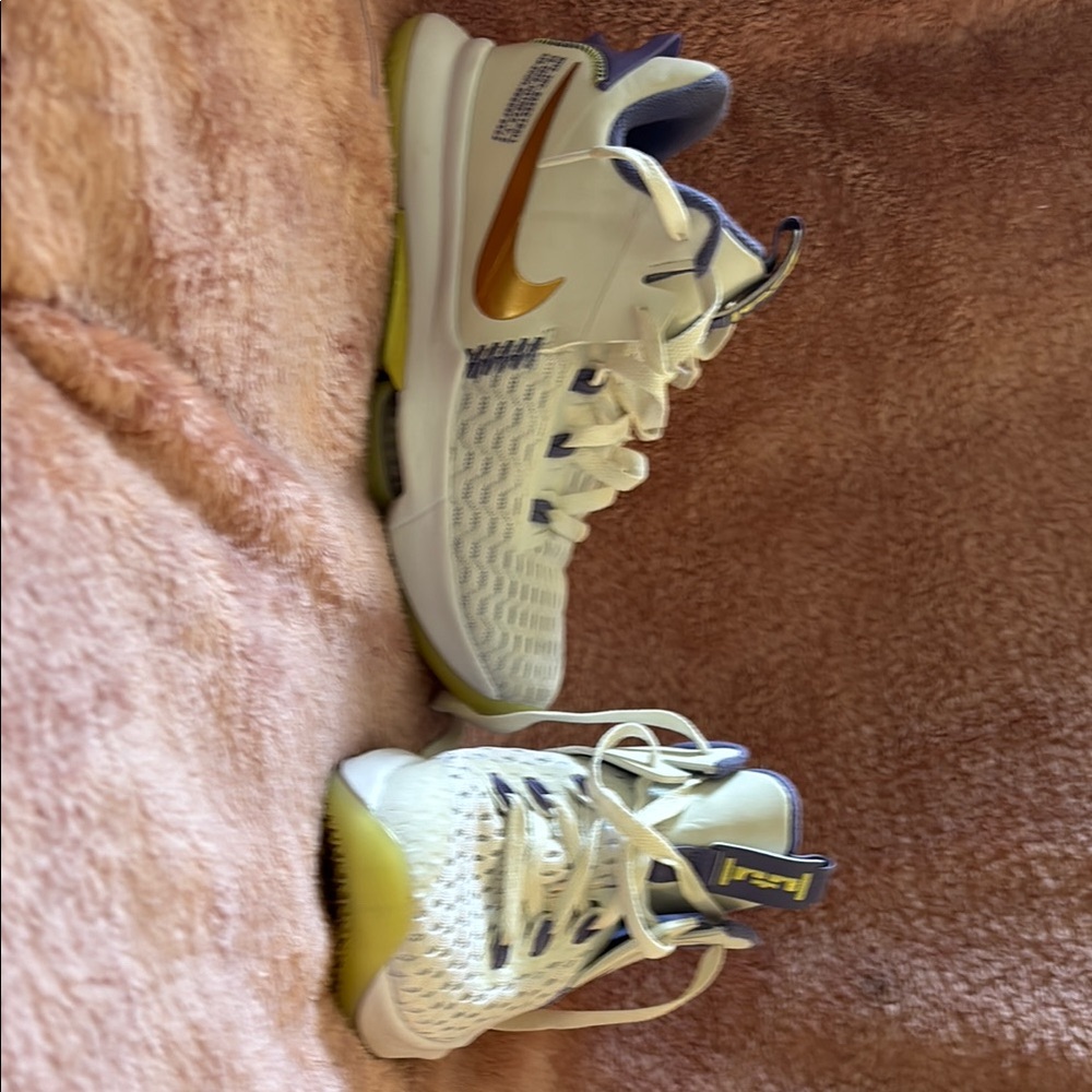 Nike LeBron Witness 5’ Summit white metallic bronze basketball shoes. Size 7